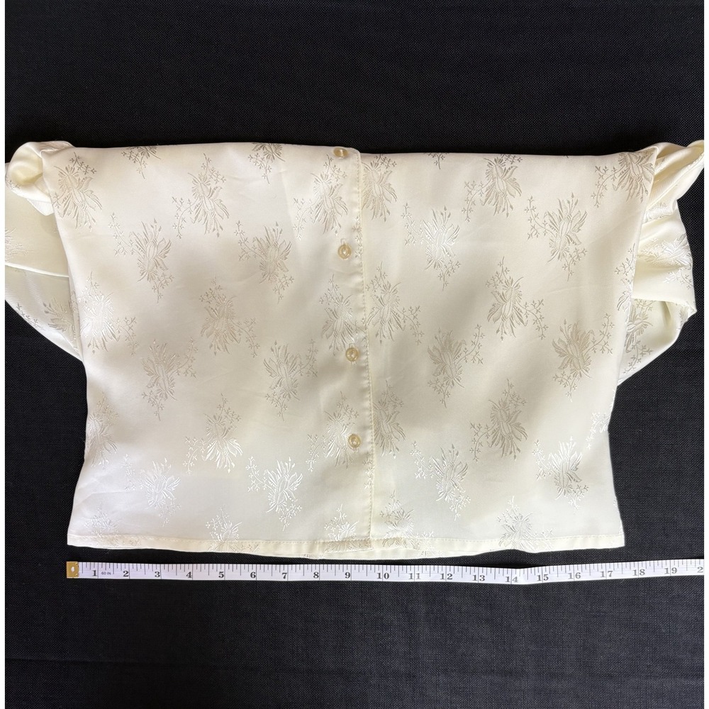 Vintage Ivory Jacquard Blouse Cottagecore Romantic‎ Boho Long Sleeve You Babes - Picture 13 of 16